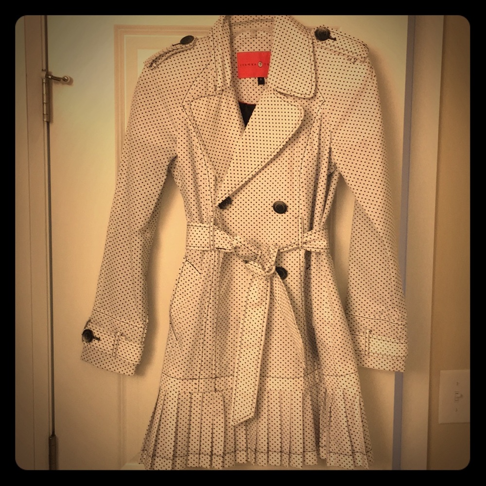 Black & White Polka Dot Pleated Rain Jacket